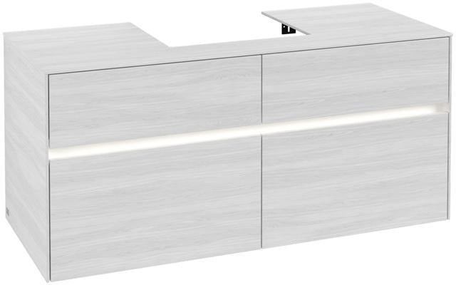 Villeroy & Boch Collaro Waschtischunterbau 1200 mm mit LED-Beleuchtung und 4 Auszügen in Truffle Grey
