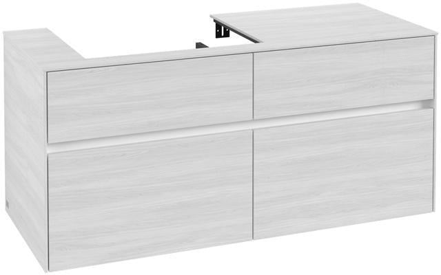 Villeroy & Boch Collaro Waschtischunterschrank 1200 mm, 4 Auszüge, Soft Grey, Becken links
