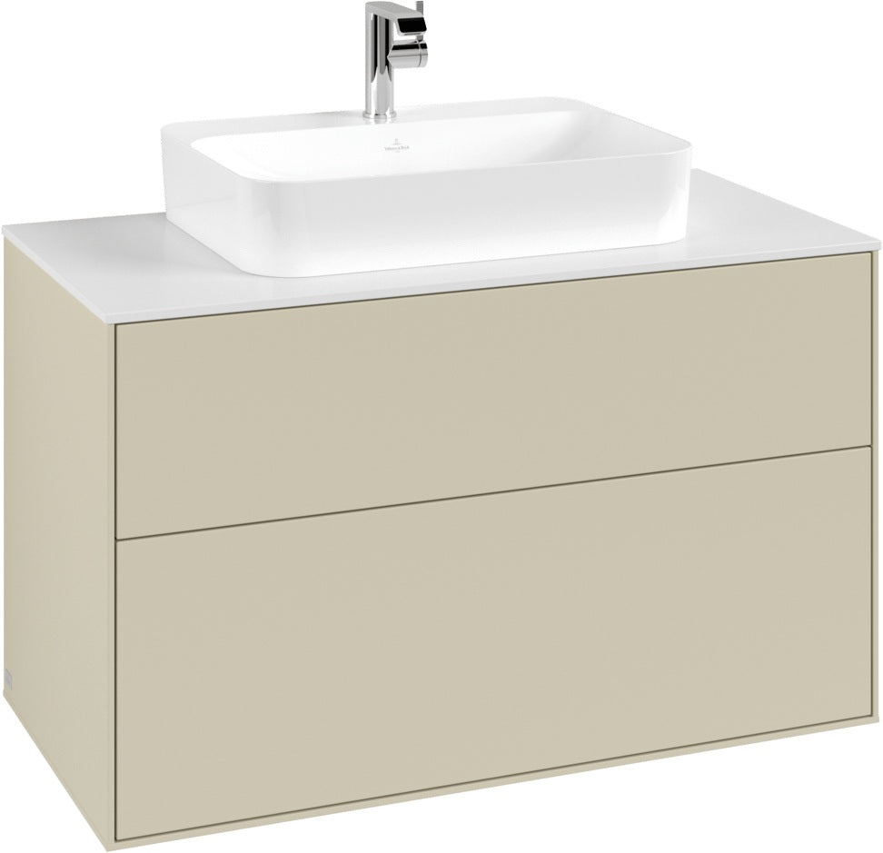 Villeroy & Boch Finion Waschbeckenunterschrank 1000 mm Glossy White mit LED-Beleuchtung