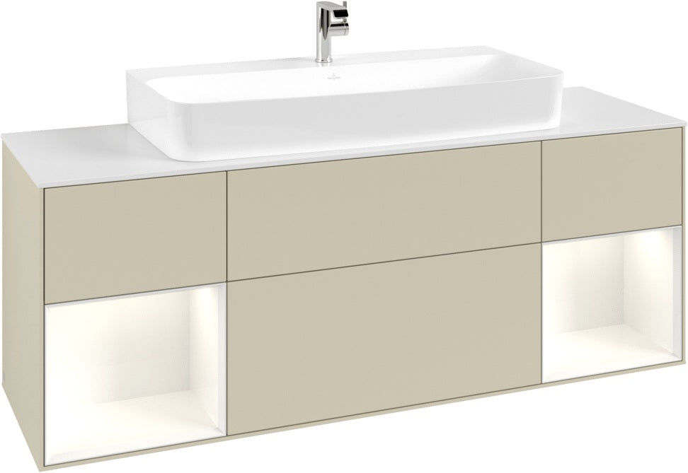 Villeroy & Boch Finion Waschtischunterschrank 1600 mm Glossy White Lacquer mit Beleuchtung