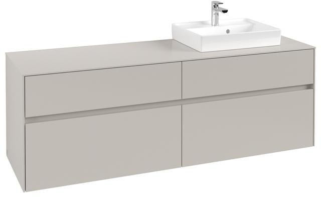 Villeroy & Boch Collaro Waschtischunterschrank 1600 mm Soft Grey, 4 Auszüge, Becken rechts