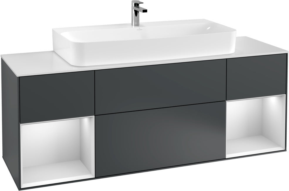 Villeroy & Boch Finion Waschtischunterschrank 1600 mm Glossy White Lacquer mit Beleuchtung