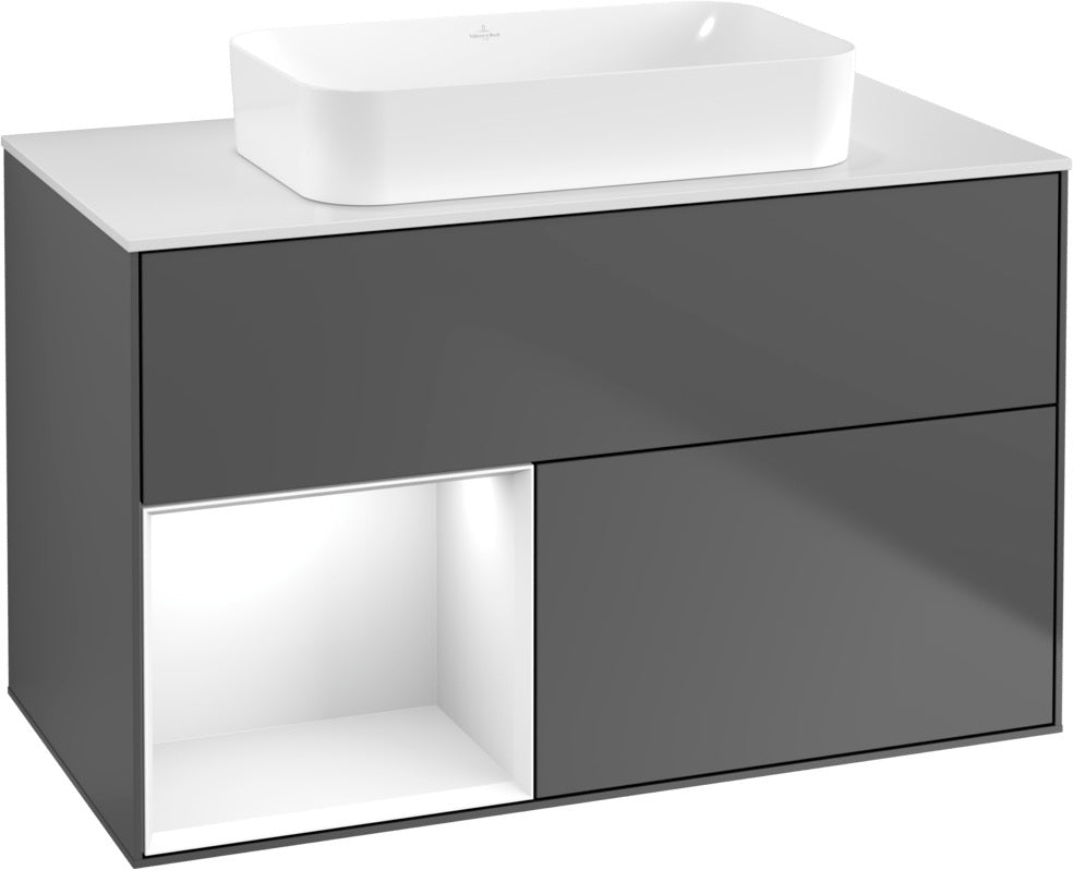 Villeroy & Boch Finion Waschtischunterschrank 1000 mm Glossy White Lacquer – mit LED-Beleuchtung & SoftClosing