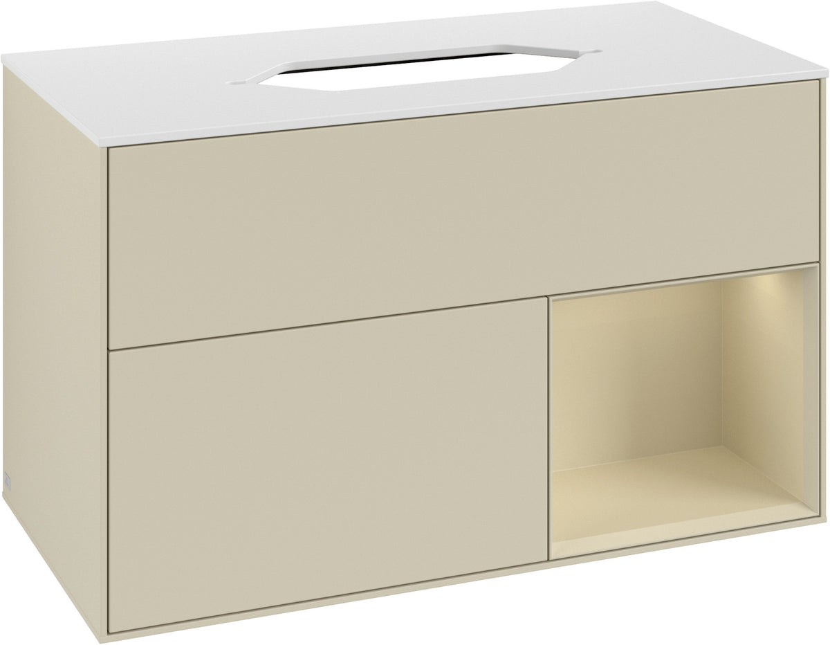 Villeroy & Boch Finion Waschtischunterschrank 1000 mm Glossy White Lacquer mit LED-Beleuchtung