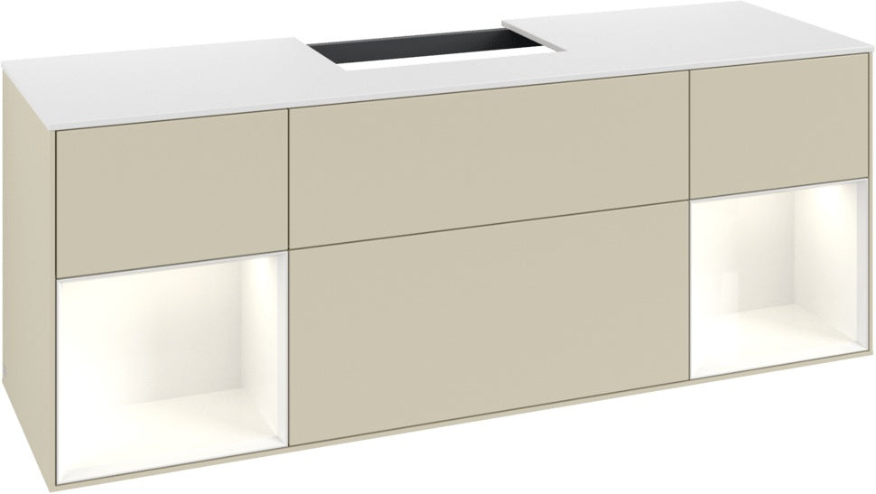 Villeroy & Boch Finion Waschtischunterschrank 1600 mm Glossy White Lacquer mit Beleuchtung
