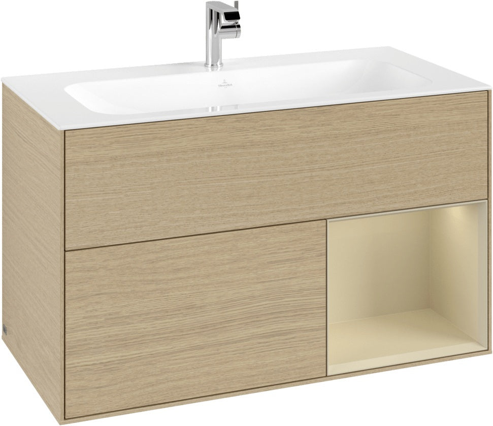 Villeroy & Boch Finion Waschtischunterschrank 996 mm Glossy White Lacquer mit LED-Beleuchtung