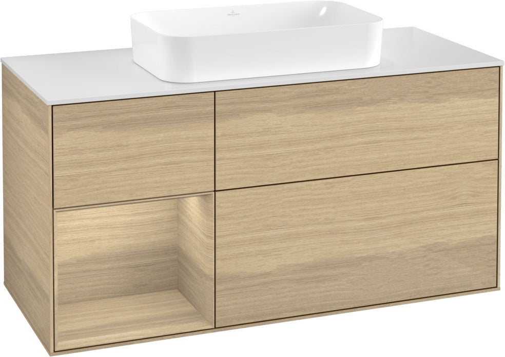 Villeroy & Boch Finion Waschbeckenunterschrank 1200 mm Walnut Veneer mit Beleuchtung