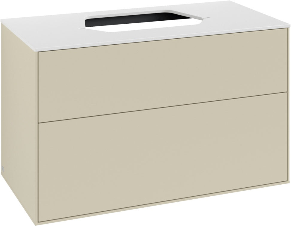 Villeroy & Boch Finion Waschbeckenunterschrank 1000 mm Glossy White mit LED-Beleuchtung
