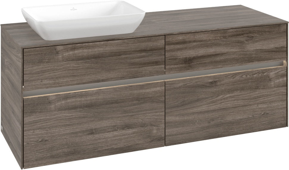 Villeroy & Boch Waschtischunterschrank Collaro C117 B0 1400 mm Stone Oak mit Beleuchtung und 4 Auszügen