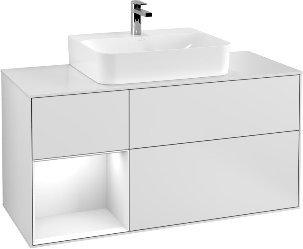 Villeroy & Boch Finion Waschtischunterschrank G161G 1200 mm Glossy White Lacquer mit LED-Beleuchtung