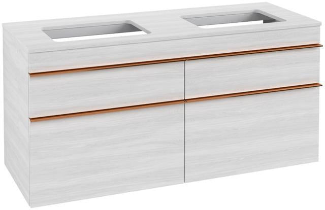 Villeroy & Boch Venticello Waschtischunterschrank 1257 mm Glossy White, 4 Auszüge, für 2 Waschtische