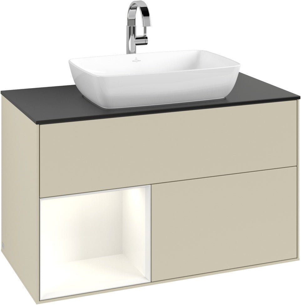 Villeroy & Boch Finion Waschbeckenunterschrank Glossy White mit Beleuchtung, 1000 mm