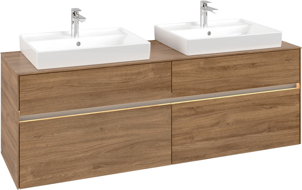 Villeroy & Boch Waschtischunterschrank Collaro C024 B0 1600 mm Kansas Oak mit Beleuchtung