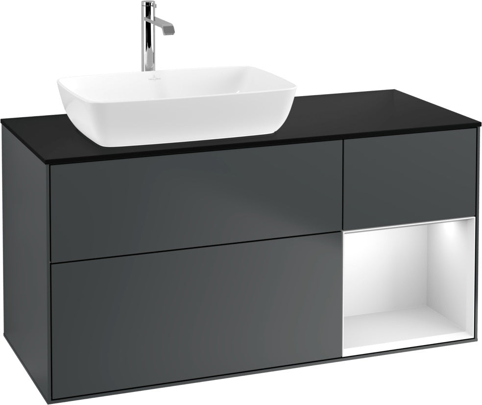 Villeroy & Boch Finion Waschtischunterschrank 1200 mm Glossy White mit Beleuchtung und SoftClosing