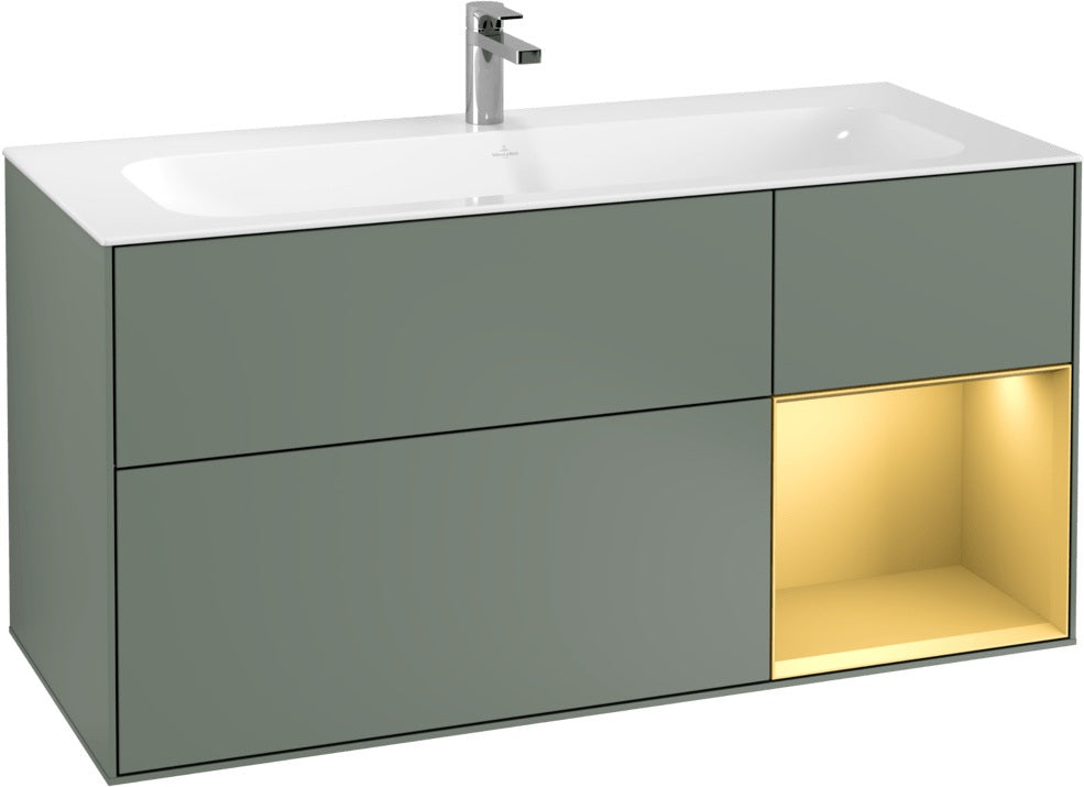 Villeroy & Boch Finion Waschbeckenunterschrank Glossy White Lacquer 1196 mm mit LED-Beleuchtung