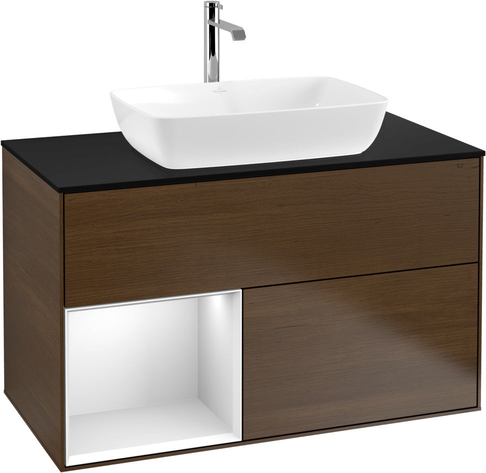 Villeroy & Boch Finion Waschbeckenunterschrank Glossy White mit Beleuchtung, 1000 mm