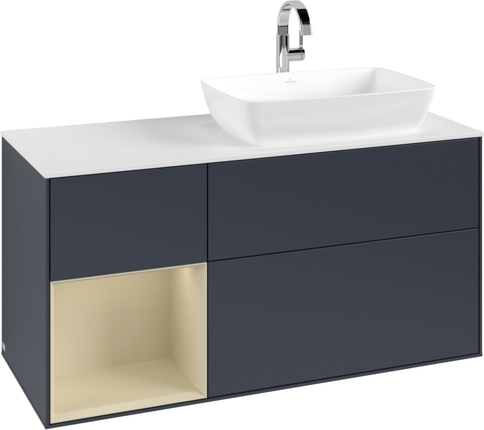 Villeroy & Boch Finion Waschbeckenunterschrank 1200 mm Glossy White Lacquer mit Beleuchtung