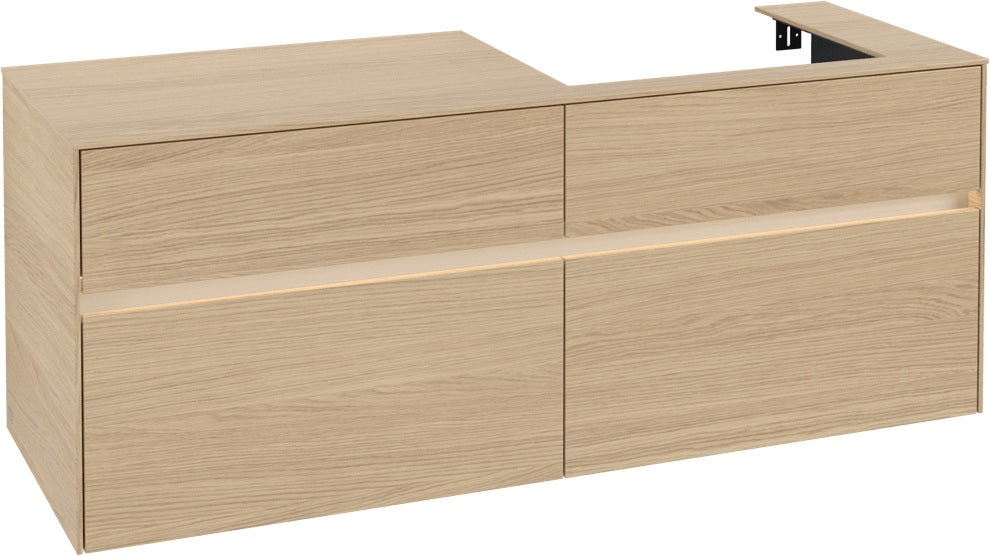 Villeroy & Boch Waschtischunterschrank Collaro C086 B0 1400 mm Nordic Oak mit Beleuchtung und SoftClosing