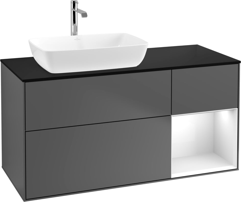 Villeroy & Boch Finion Waschtischunterschrank 1200 mm Glossy White mit Beleuchtung und SoftClosing
