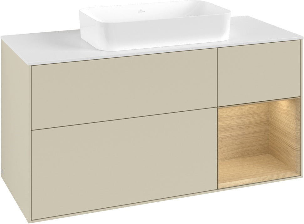 Villeroy & Boch Finion Waschtischunterschrank G711G Black Matt Lacquer 1200 mm mit Beleuchtung