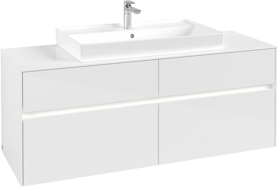 Villeroy & Boch Waschtischunterschrank Collaro C088B0 1400 mm Glossy White mit LED-Beleuchtung
