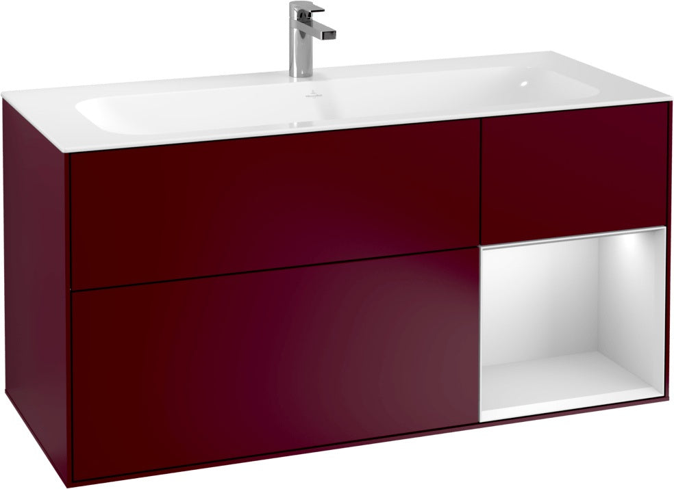 Villeroy & Boch Finion Waschbeckenunterschrank Glossy White Lacquer 1196 mm mit LED-Beleuchtung