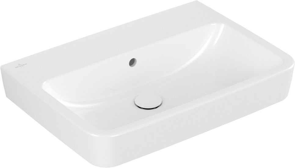 Villeroy & Boch O.novo Wandwaschbecken 650x460 mm Eckig Weiß Alpin – Ohne Hahnloch, Mit Überlauf