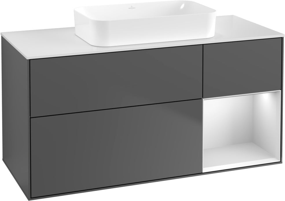Villeroy & Boch Finion Waschtischunterschrank G711G Black Matt Lacquer 1200 mm mit Beleuchtung
