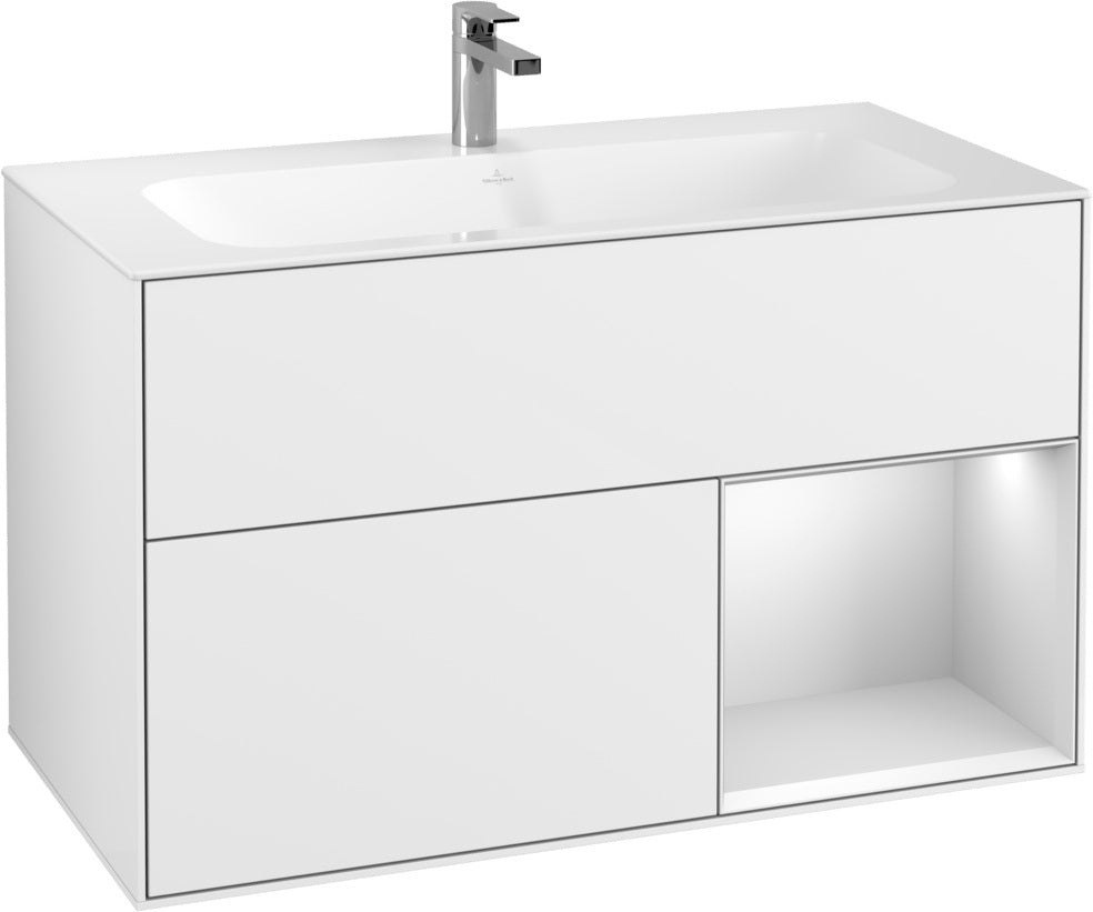 Villeroy & Boch Finion Waschtischunterschrank 996 mm White Matt Lacquer mit Beleuchtung