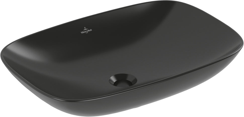 Villeroy & Boch Loop & Friends Aufsatzwaschbecken 560x380 mm Rechteck mit Überlauf S5 Ebony CeramicPlus