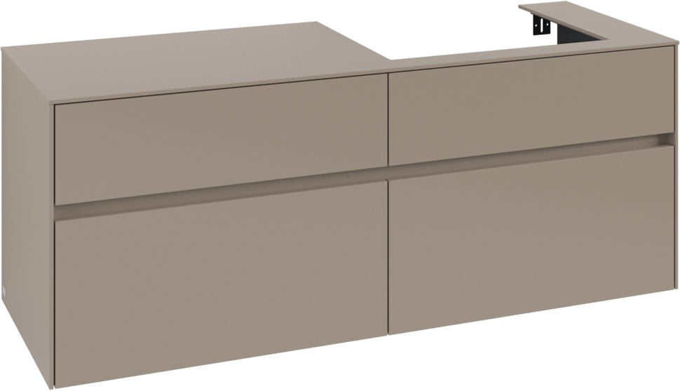 Villeroy & Boch Waschtischunterschrank Collaro C086 B0 1400 mm Taupe mit Beleuchtung und SoftClosing