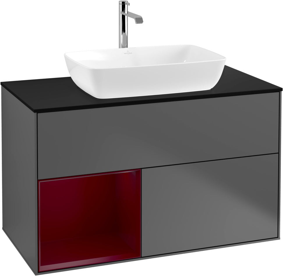 Villeroy & Boch Finion Waschbeckenunterschrank Glossy White mit Beleuchtung, 1000 mm