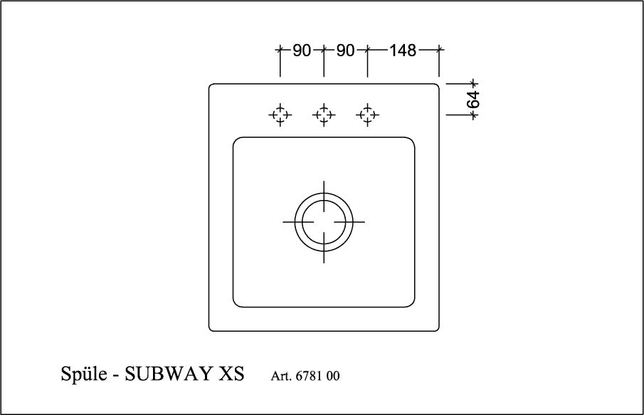Villeroy & Boch Subway 45 XS Einbauspüle Keramik Ebony CeramicPlus 475x510mm