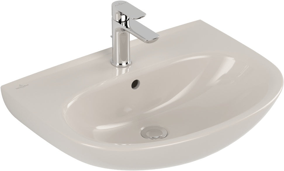Villeroy & Boch O.novo Wandwaschbecken 600x460 mm Weiß Alpin – Ovale Form, 1 Hahnloch