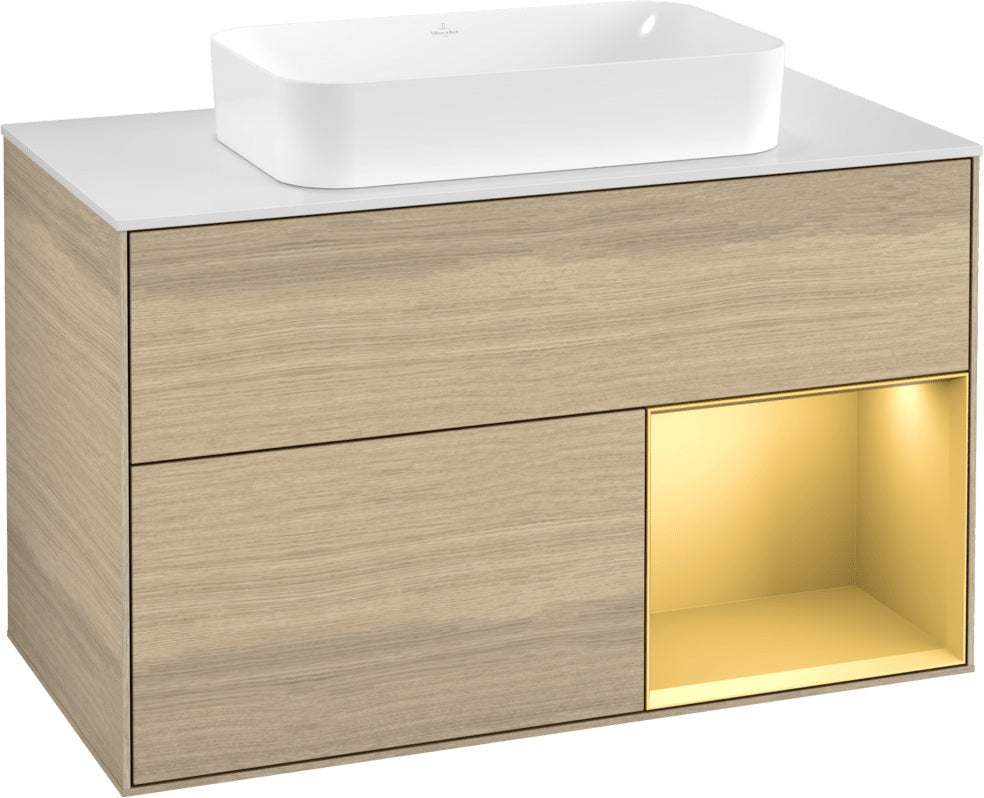 Villeroy & Boch Finion Waschtischunterschrank 1000 mm Glossy White Lacquer mit LED-Beleuchtung