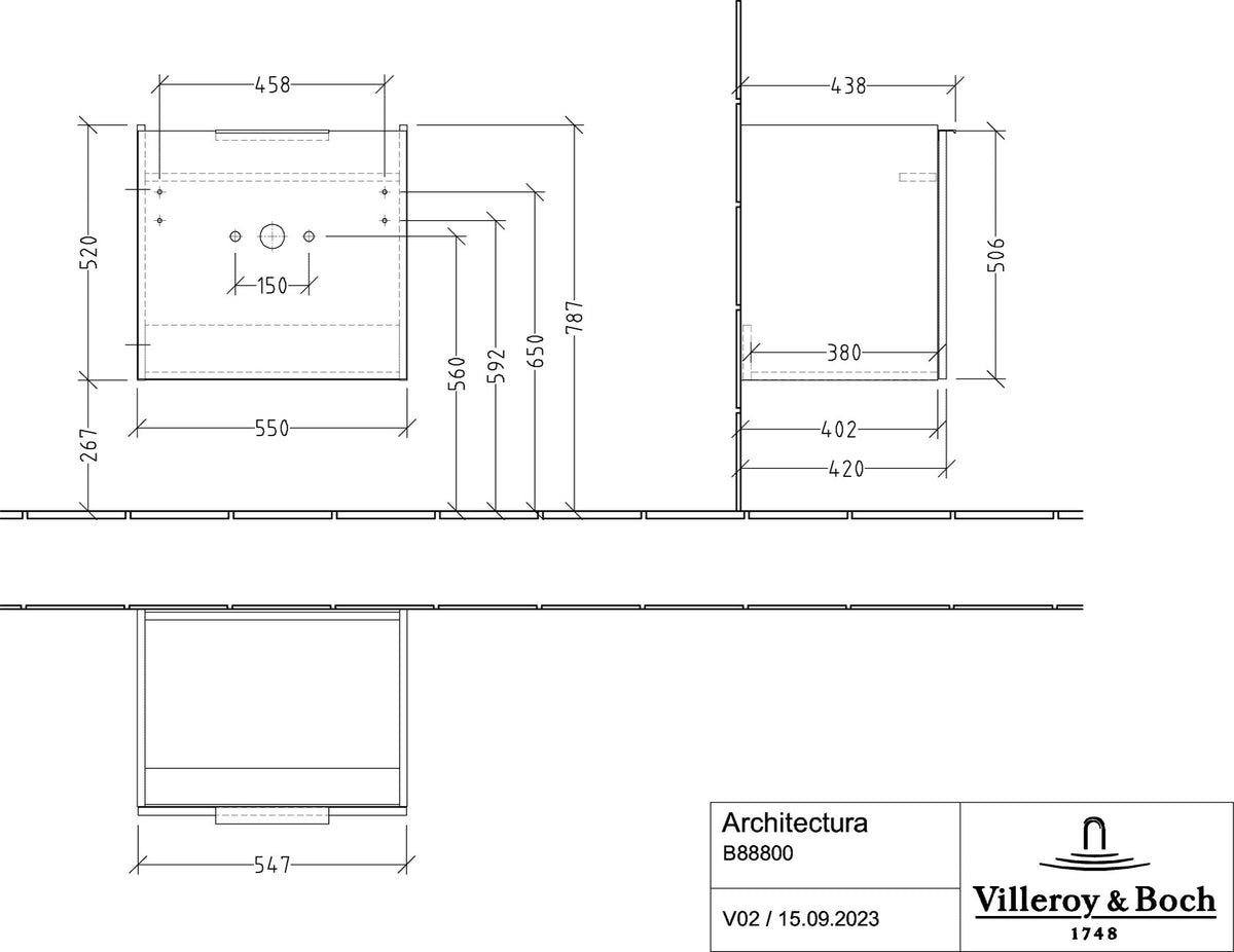 Villeroy & Boch Architectura Waschbeckenunterschrank B88800 550x520x420mm White Matt