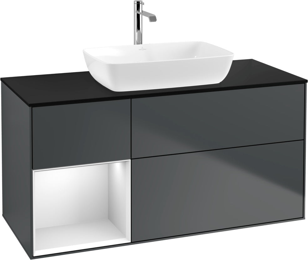 Villeroy & Boch Finion Waschtischunterschrank 1200 mm Glossy White Lacquer mit Beleuchtung