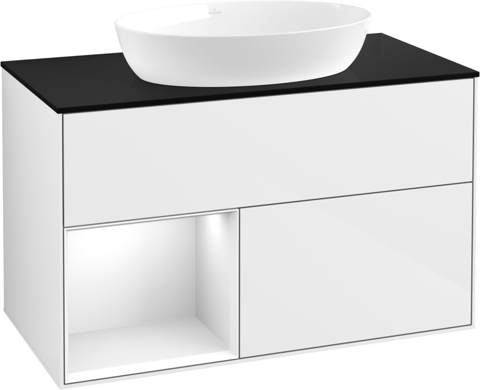 Villeroy & Boch Waschtischunterschrank Finion FA12G 1000 mm Glossy White Lacquer mit Beleuchtung