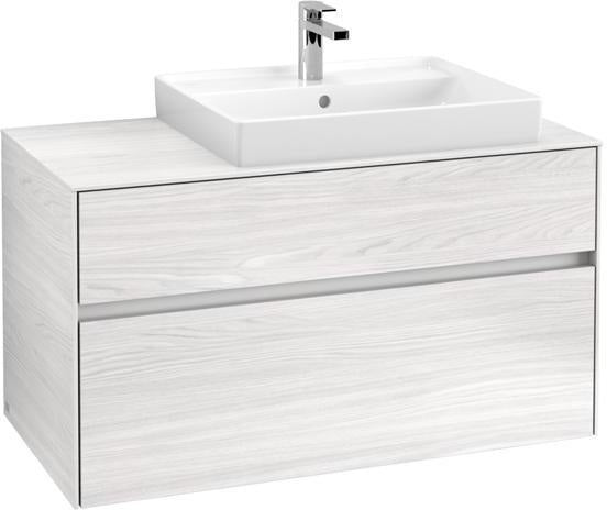 Villeroy & Boch Collaro Waschtischunterschrank 1000 mm mit LED-Beleuchtung und 2 Auszügen in Soft Grey