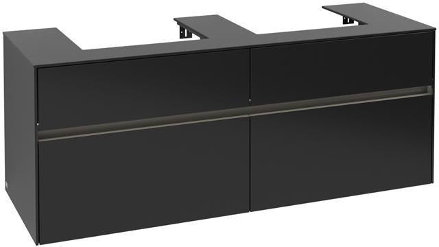 Villeroy & Boch Collaro Waschtischunterschrank 1400 mm mit LED-Beleuchtung und 4 Auszügen in Soft Grey
