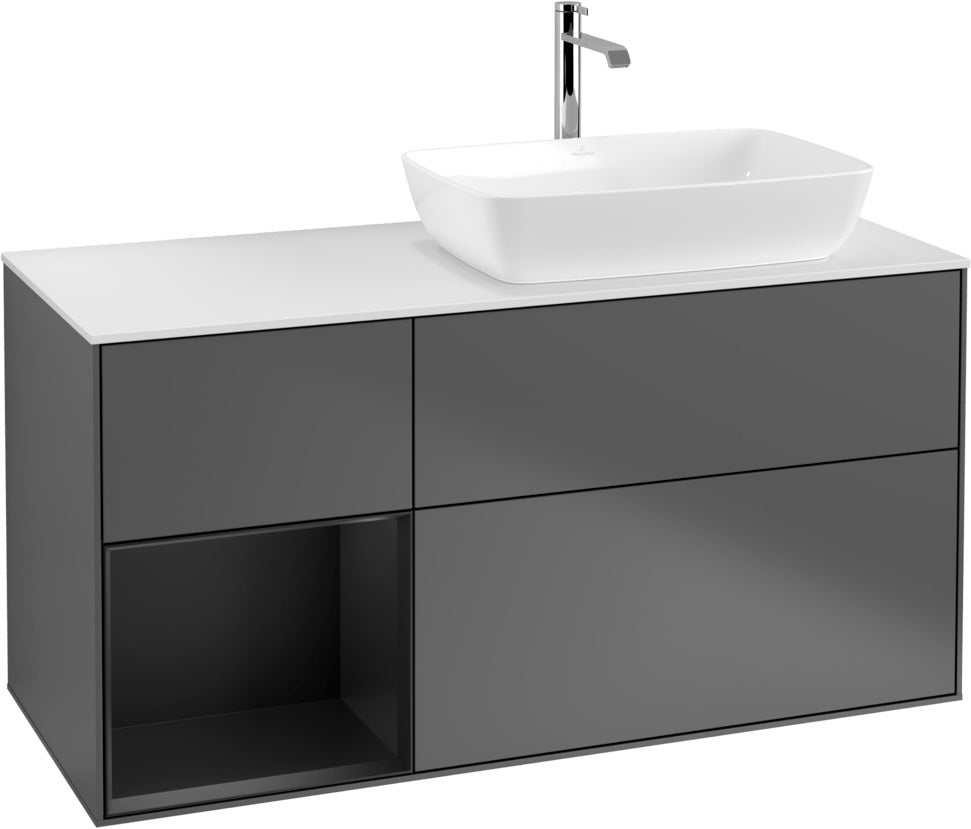 Villeroy & Boch Finion Waschbeckenunterschrank 1200 mm Glossy White Lacquer mit Beleuchtung