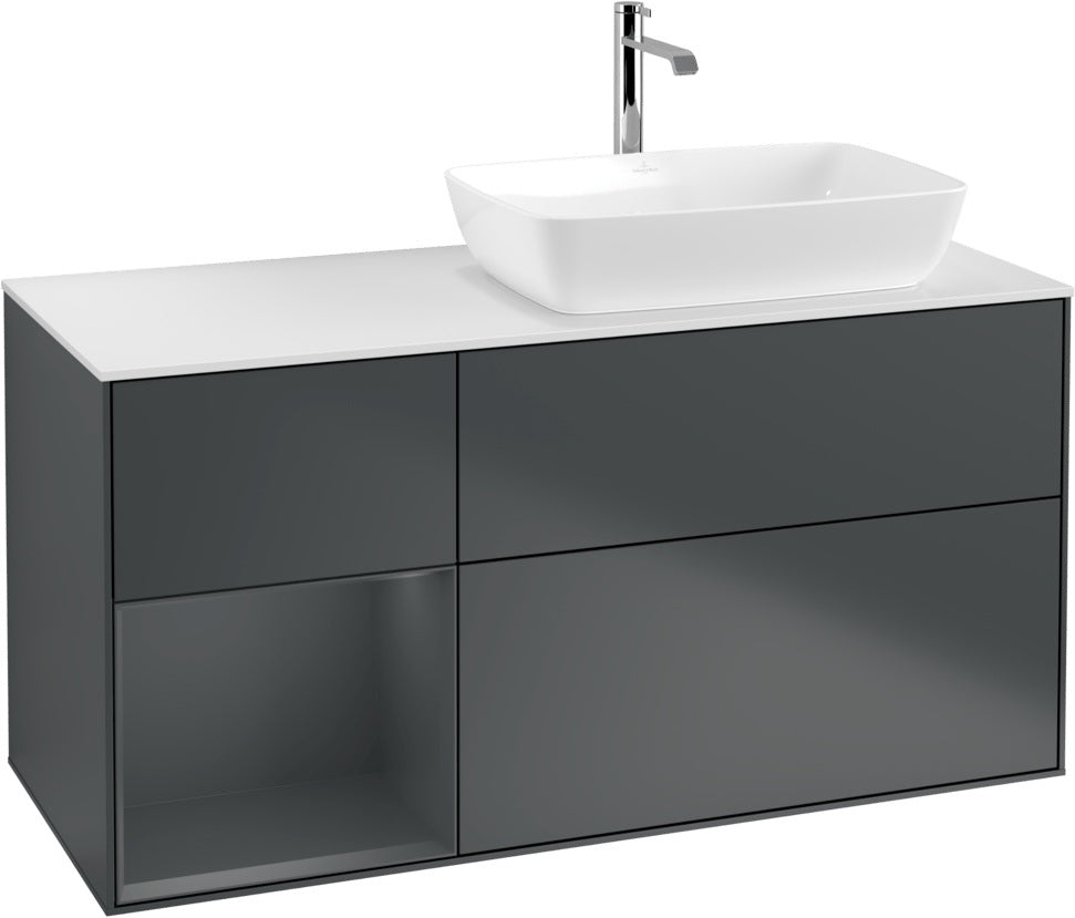 Villeroy & Boch Finion Waschbeckenunterschrank 1200 mm Glossy White Lacquer mit Beleuchtung