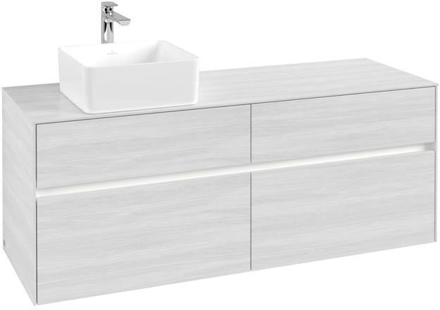 Villeroy & Boch Collaro Waschtischunterschrank 1400 mm mit LED-Beleuchtung und 4 Auszügen, White Wood