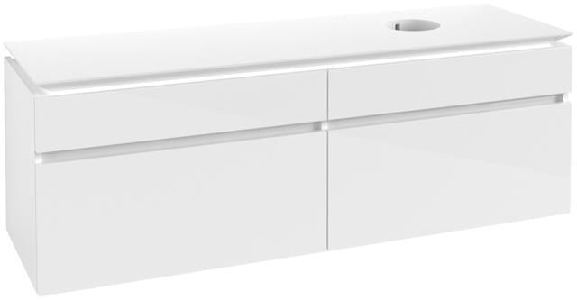 Villeroy & Boch Legato Waschtischunterschrank 1600 mm, 4 Auszüge, Glossy White, Becken rechts