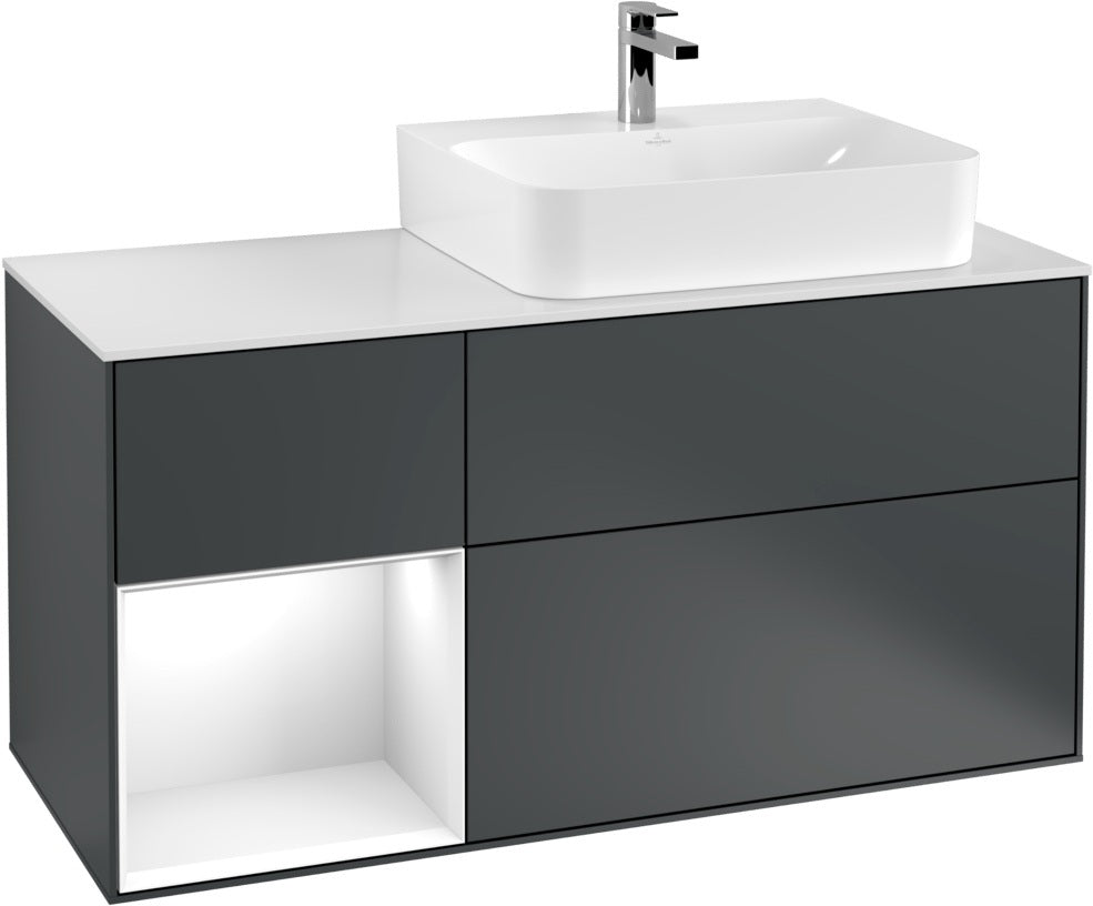 Villeroy & Boch Waschtischunterschrank Finion G141G 1200 mm Glossy White mit LED-Beleuchtung