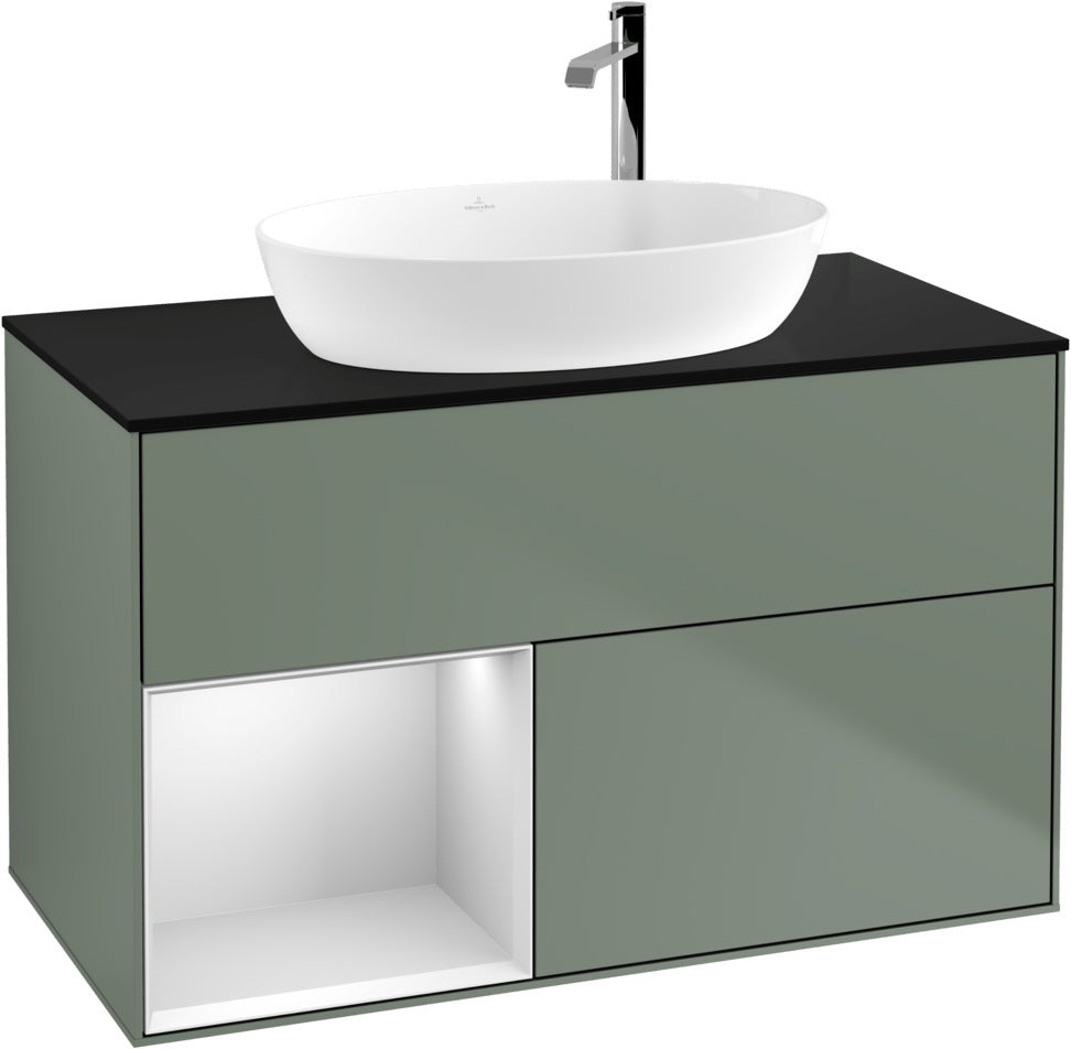 Villeroy & Boch Finion Waschbeckenunterschrank G892G 1000 mm Glossy White Lacquer mit Beleuchtung