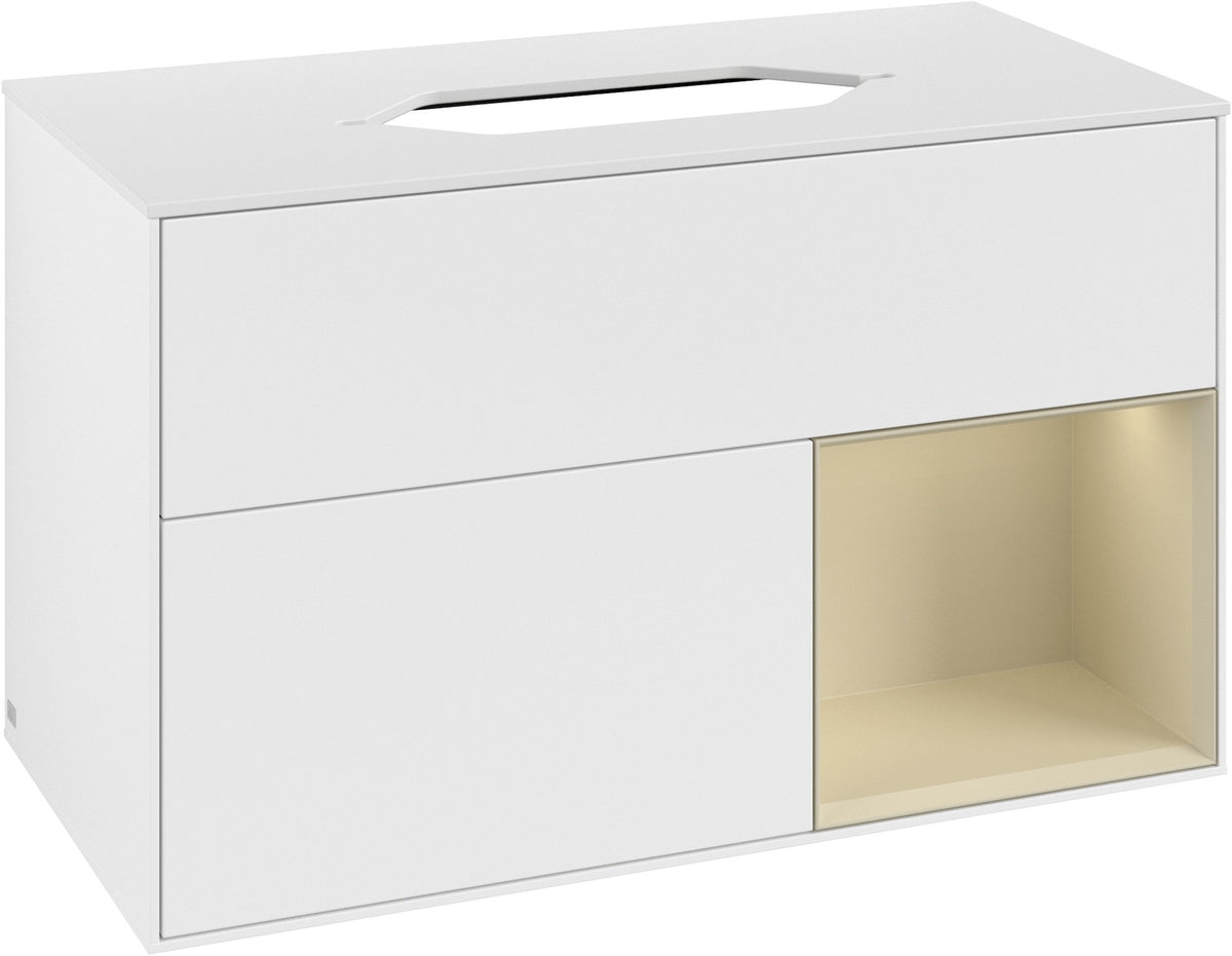 Villeroy & Boch Finion Waschtischunterschrank 1000 mm Glossy White Lacquer mit LED-Beleuchtung