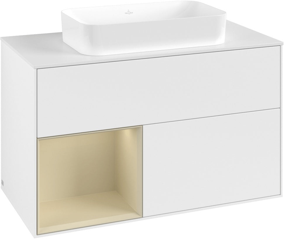 Villeroy & Boch Finion Waschtischunterschrank 1000 mm Glossy White Lacquer mit LED-Beleuchtung