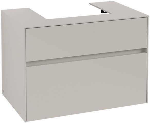 Villeroy & Boch Collaro Waschtischunterschrank 800 mm Soft Grey mit 2 Auszügen und Push-Open