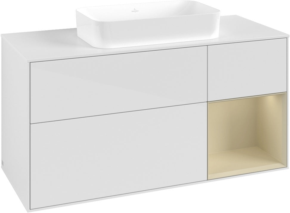 Villeroy & Boch Finion Waschtischunterschrank G711G Black Matt Lacquer 1200 mm mit Beleuchtung